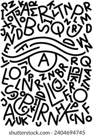 Hand drawn doodle with black lines, creative abstract illustration suitable for stickers, drawing books, covers, isolated on white background