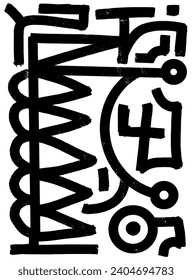 Hand drawn doodle with black lines, creative abstract illustration suitable for stickers, drawing books, covers, isolated on white background