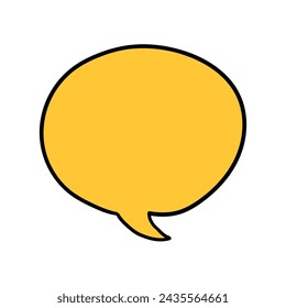 Hand drawn doodle blank orange speech bubble isolated on white background. Vector illustration.