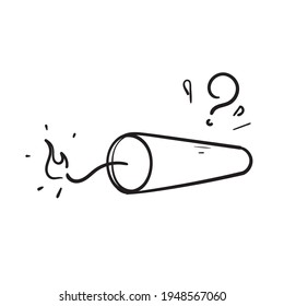 handgezeichnete Doodle-Bombe-Explosion mit Fragezeichen-Symbol für Risikomanagement-Vektorgrafik