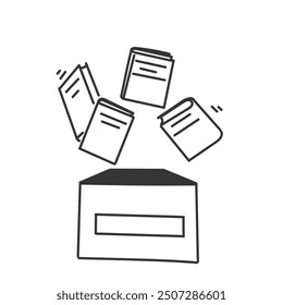 hand drawn doodle book donation illustration concept