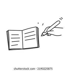 hand drawn doodle book and pen illustration vector