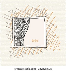 Hand Drawn Doodle Border Frame. Vector illustration.