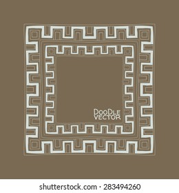 Hand Drawn Doodle Border Frames. Vector illustration.