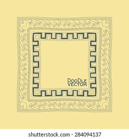 Hand Drawn Doodle Border Frames. Vector illustration.