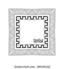 Hand Drawn Doodle Border Frames. Vector illustration.