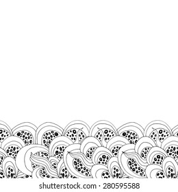 Hand drawn doodle border with place for text. Abstract zentangle background. Vector illustration. Can be used for greeting card, invitation, baby shower, party, presentation.