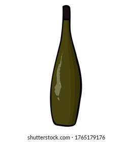 Botella de doodle dibujada a mano. Esbozo de contorno. Ilustración de color vectorial aislada en fondo blanco. Elemento de decoración para tarjetas, pancartas, carteles, impresiones, emblemas.