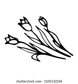 Hand drawn doodle bouquet of flowers for the holiday