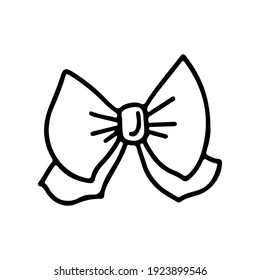 Hand drawn doodle bow isolated on white background. Vector illustration. Design for coloring book, greeting card, print.