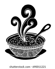Hand drawn doodle of a bowl of soup