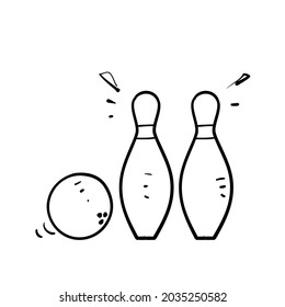 hand drawn doodle bowling icon illustration vector isolated
