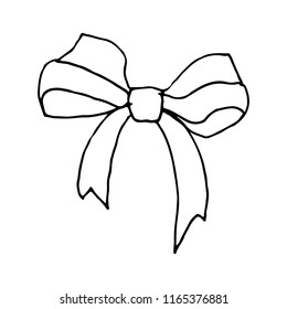 Hand drawn doodle bow.Perfect for invitation, greeting card, coloring book, textile print.