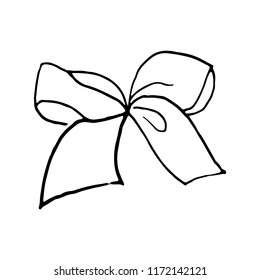 Hand drawn doodle bow.Perfect for invitation, greeting card, coloring book, textile print.