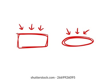 Dibujado a mano doodle box y línea de resaltado de círculo para la presentación de contorno