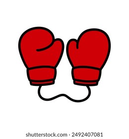 Hand Drawn Doodle Boxing Gloves Illustration. Red Boxing Equipment Sticker Clip Art Icon
Isolated on White Background Vector EPS 10