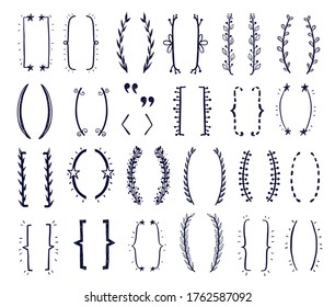 hand drawn doodle brackets vector set. Parentesis design