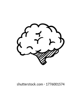 Hand Drawn Doodle Brain Icon Illustration Vector