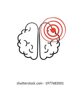 hand drawn doodle brain sick illustration vector isolated
