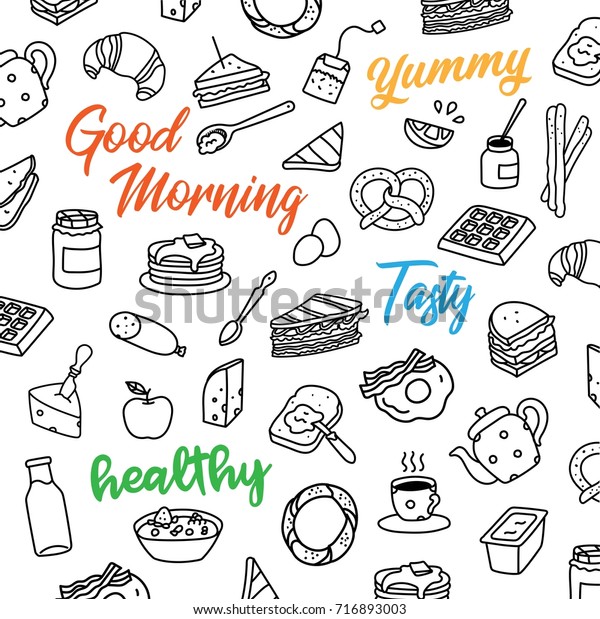 Hand Drawn Doodle Breakfast Food Related Stock Vector (Royalty Free ...