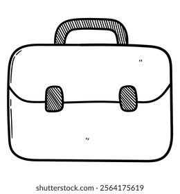 Hand drawn doodle briefcase isolated on a white background. Vector illustration.