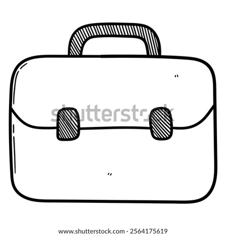 Hand drawn doodle briefcase isolated on a white background. Vector illustration.