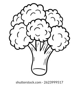 Brócolis desenhado à mão em forma de garatuja isolado em um fundo branco. Ilustração vetorial.