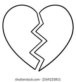Hand drawn doodle broken heart isolated on white background. Vector illustration.