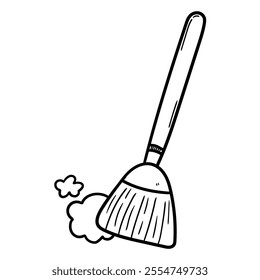 Hand drawn doodle broom isolated on a white background. Vector illustration.