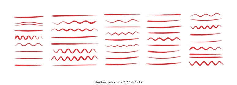 Dibujado a mano líneas de pincel doodle. dibujado a mano subrayan Elementos de borde, dibujo a lápiz decoración de trazo. líneas de lápiz y garabatos conjunto. Doodle estilo líneas incompletas. Ilustración vectorial. 