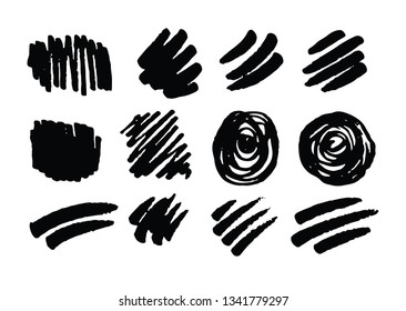 Hand drawn doodle brush splash set