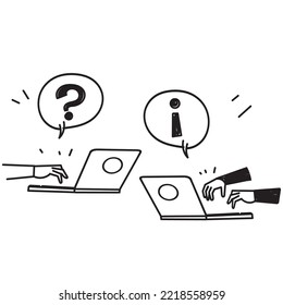 hand drawn doodle bubble chat with question mark and information sign illustration