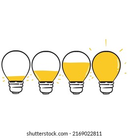 vector de ilustración de nivel de luz de la bombilla de doodle dibujada a mano
