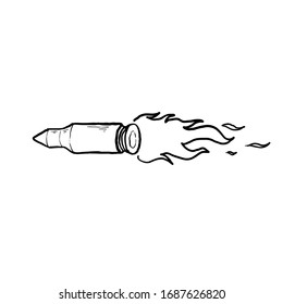 hand drawn doodle bullet trail illustration with cartoon style