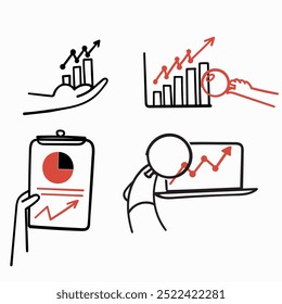 hand drawn doodle business data analyst icon related