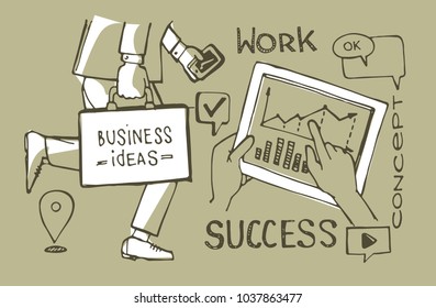 Hand drawn doodle business pattern. Business concept