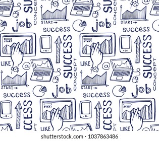 Hand drawn doodle business pattern. Business concept