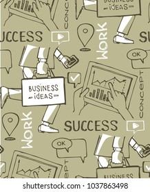 Hand drawn doodle business pattern. Business concept