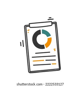 handgezeichneter Geschäftsmann, der über eine Zwischenablage verfügt, die Datenanalyse für Piepchart