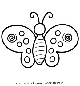 Hand drawn doodle butterfly isolated on white background. Vector illustration.