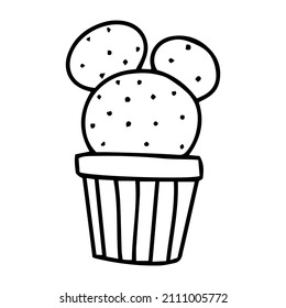 Hand drawn doodle cacti in pot. Vector decorative indoor and office cacti. doodle plants illustration isolated on a white background. logo cactus