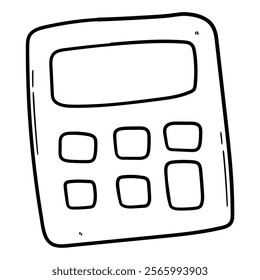 Hand drawn doodle calculator icon isolated on white background. Vector illustration.