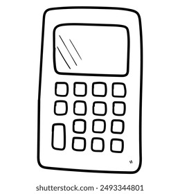 Hand drawn doodle calculator isolated on white background. Vector illustration.
