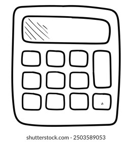 Handgezeichneter Doodle-Rechner einzeln auf weißem Hintergrund. Vektorgrafik.