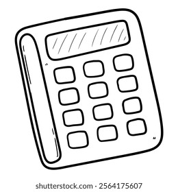 Hand drawn doodle calculator isolated on white background. Vector illustration.