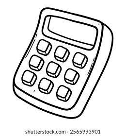 Hand drawn doodle calculator isolated on white background. Vector illustration.