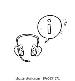 hand drawn doodle call center icon isolated
