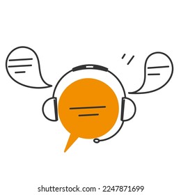 hand drawn doodle Call center and online customer support illustration