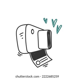 hand drawn doodle camera illustration vector