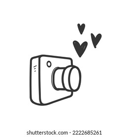 hand drawn doodle camera illustration vector